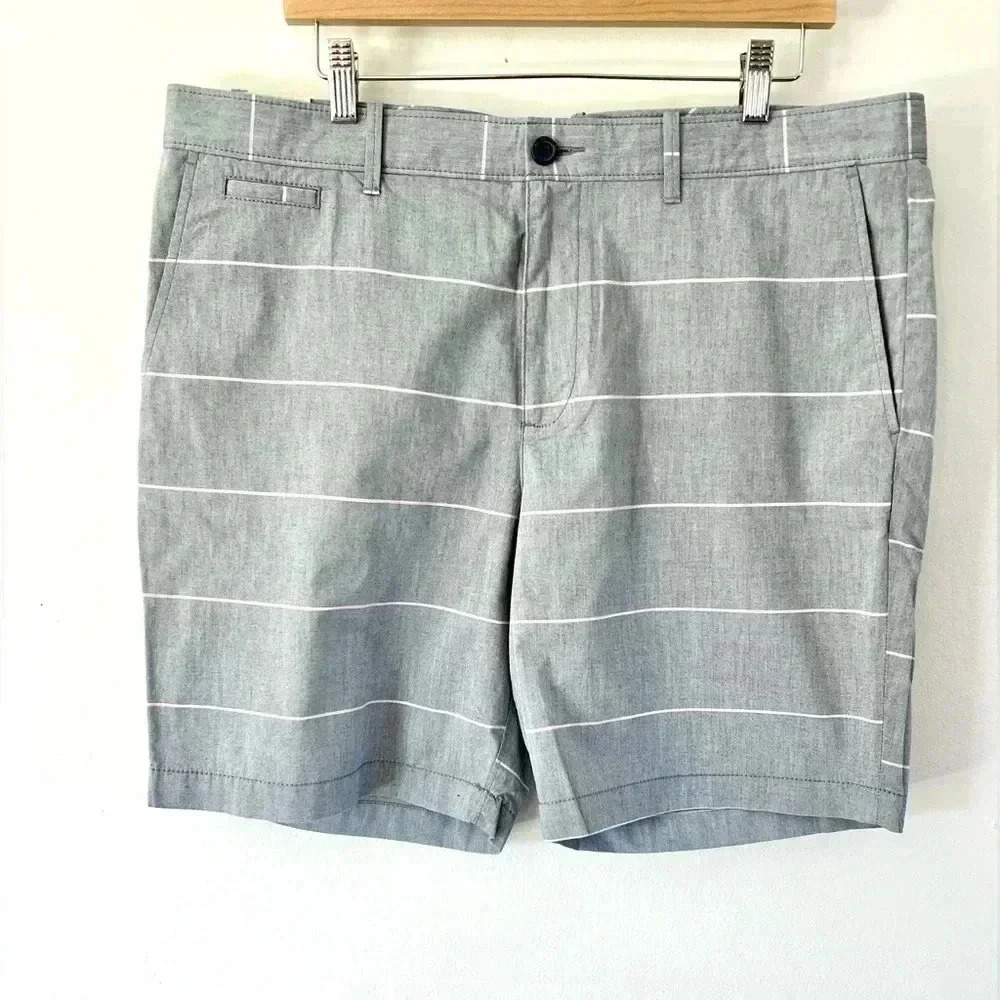 Penguin Slim Fit Gray with Pink Stripes 8" Inseam‎ Shorts Size 38, NWT